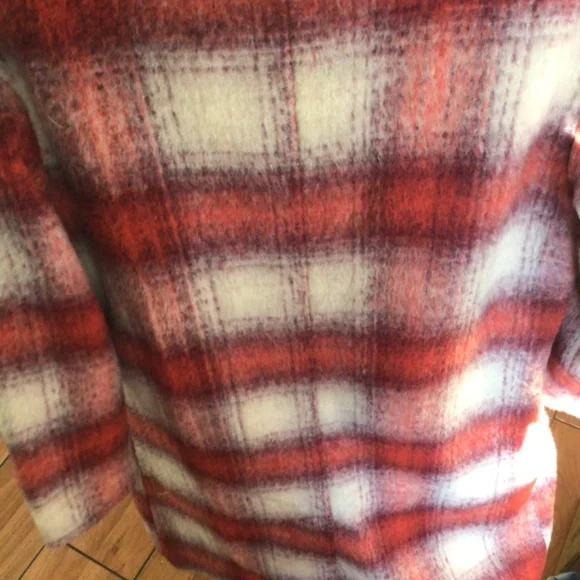 New! Rare Mink Pink plaid wool trench coat